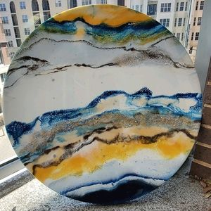 30" Round abstract Resin Artwork